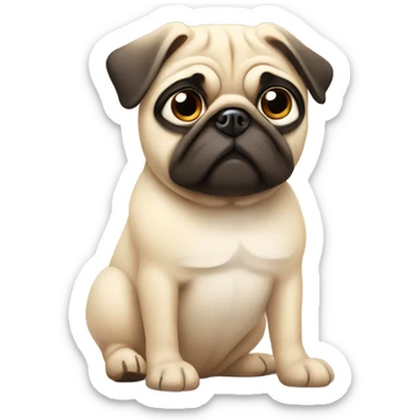 Cute pug beige, looking worried sticker