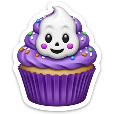 cupcake fantasma roxo e branco sticker