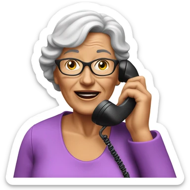 3d hyper realistic senior woman speaking on the phone  sticker