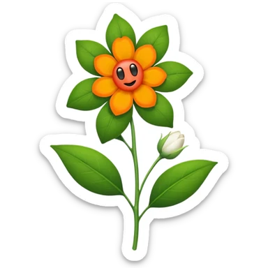 Green stem, white bud with black cartoony face: ;p. And six heart shaped yellowish orange petals sticker