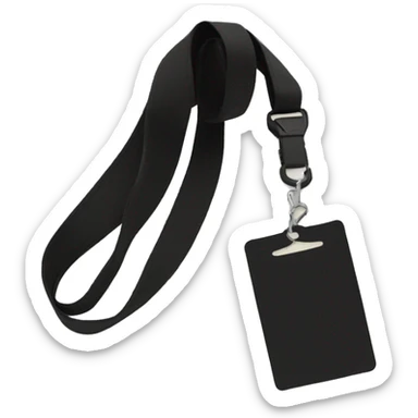 black lanyard with black card holder sticker