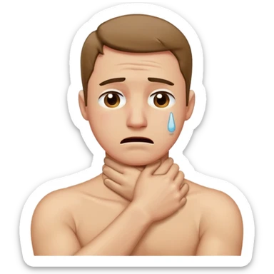 man crossing arms on his neck while crying sticker