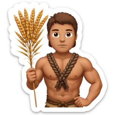 Stone age man  with Wheat Bundle sticker