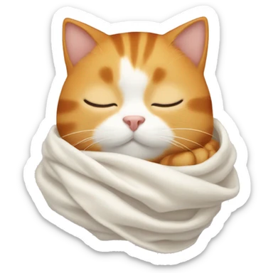 ginger cat sleeping with white scarf  sticker