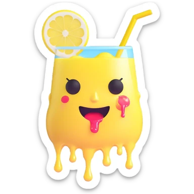 face with lemonade dripping out of mouth sticker