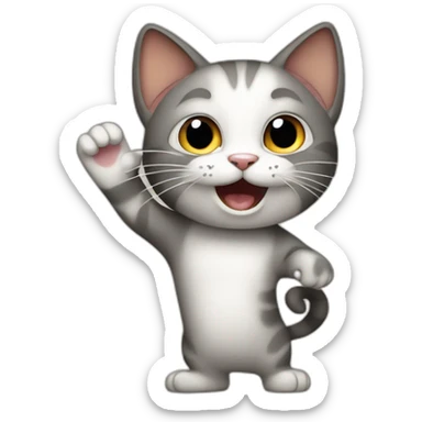 Crazy cat waving sticker