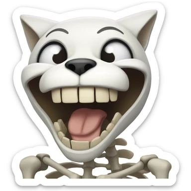 Skeleton cat laughing  sticker