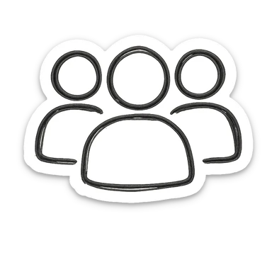 group of people, hand drawn outlined icon style, sketchy lines, no fill sticker