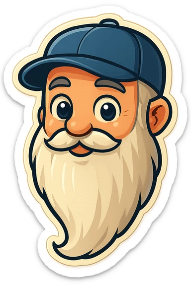 Make the beard even longer, keeping the baseball cap and YouTube chat emoji style. sticker