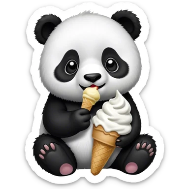 Panda eating ice cream sticker
