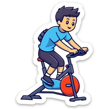 Young Men with Spinning bike sticker