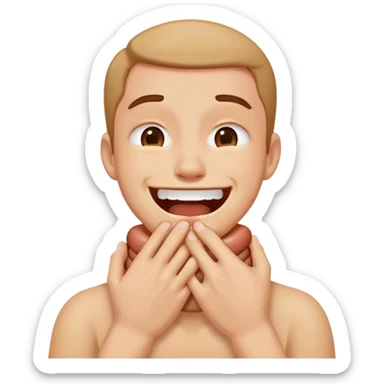 A person chocking themselves while smiling  sticker