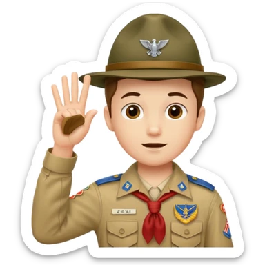 boy scout performing a three-finger salute sticker