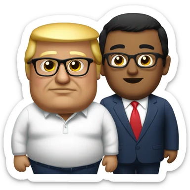 fat Hispanic guy with glasses and Trump sticker