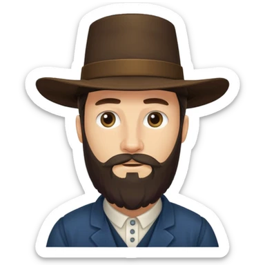 Amish man with beard and with no mustache sticker