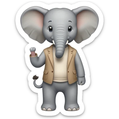 elephant character in casual clothes upright pose sticker