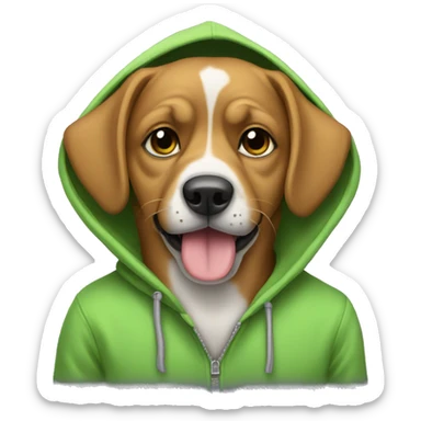 Dog wereing a hoody sticker