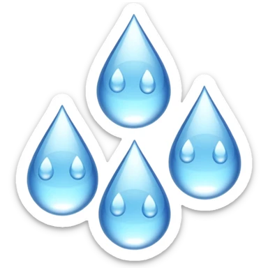 3 water droplets stack on top of each other vertically with two water droplets on the sides; 5 droplets total sticker