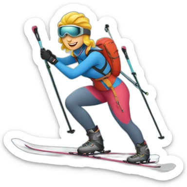 super woman back country skiing sticker