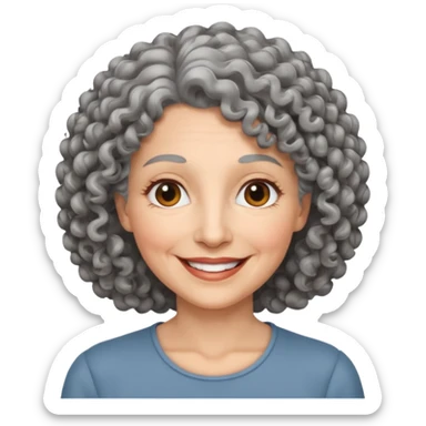 Femme 53 ans cheveux gris frisés  sticker