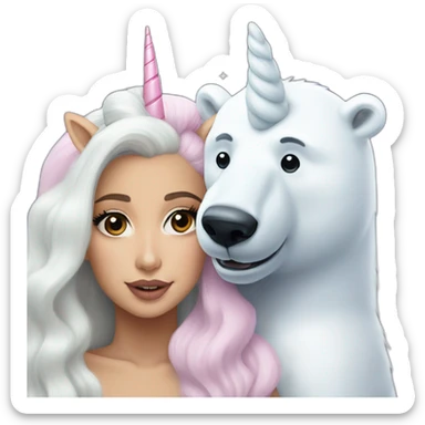 Ariana Grande unicorn next to Lady Gaga polar bear sticker