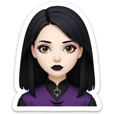 Goth girl black hair brown eyes sticker