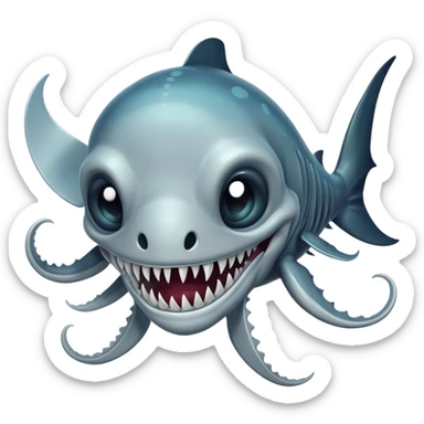 Happy Reaper Leviathan from Subnautica, underwater creature with mandibles, cheerful expression sticker