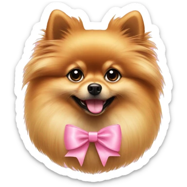 pomerian with a pink bow sticker