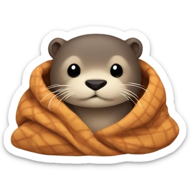 otter cozy in blanket sticker