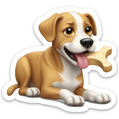 Dog eating a bone  sticker