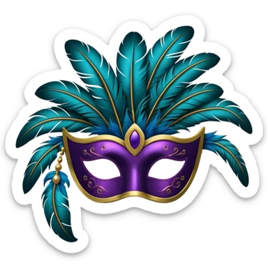 
masquerade mask with feathers sticker