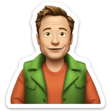 elon musk dressed as barney the dinosaur sticker