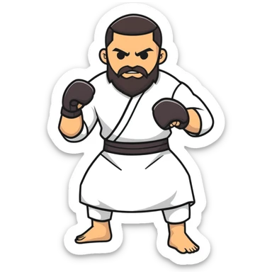 Islam Makhachev UFC lightweight champion in fighting pose with beard, strong Dagestani fighter sticker