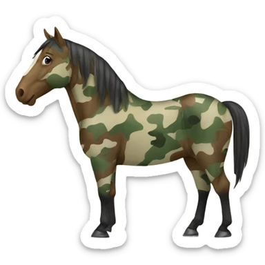 Horse wearing camouflage sticker