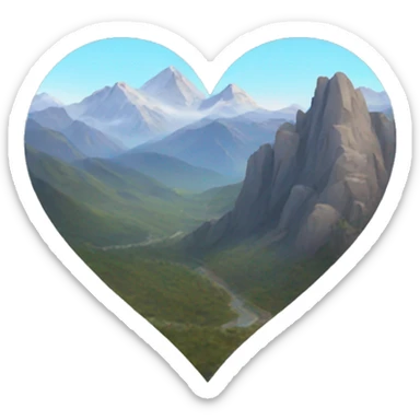A transparent heart with mountains inside it sticker