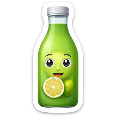 Green lemon juice bottle sticker