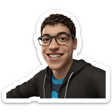 smiling boy under palm tree sticker