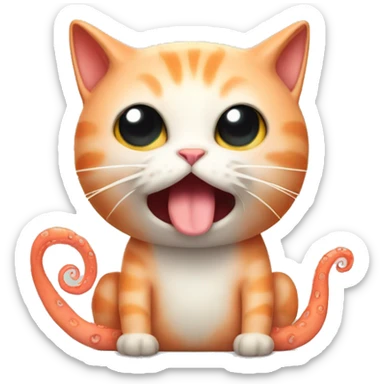 cat with peach color, pleading eye head with an octopus body  sticker