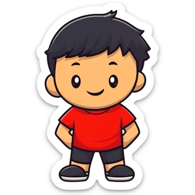 Meno character wearing a red t-shirt sticker