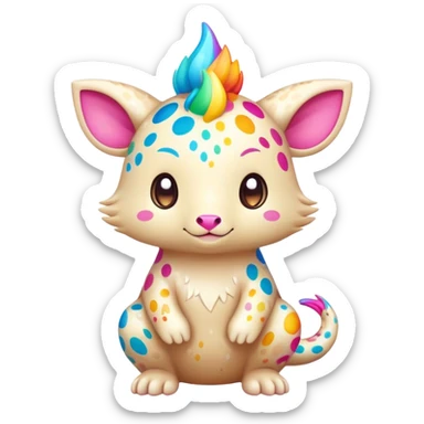 an cute kawaii vernid-fionbri with colorful splash patterns full body sticker