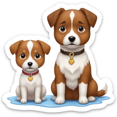 shizu-puddle mix dog sitting next to jack rassel dog sticker