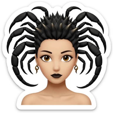woman with a scorpion-shaped hairstyle sticker