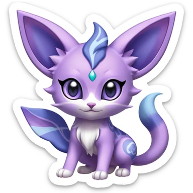 Shiny Exotic Cute Adorable Majestic Espeon-Purrloin-Mew-Meowstic-Hybrid-Creature with pattern-markings sticker