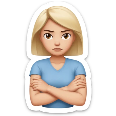 Woman with arms crossed in a mad way with an attitude turned to the side a little  sticker