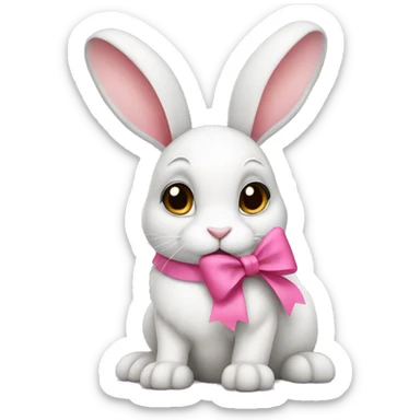 rabbit with a pink bow sticker