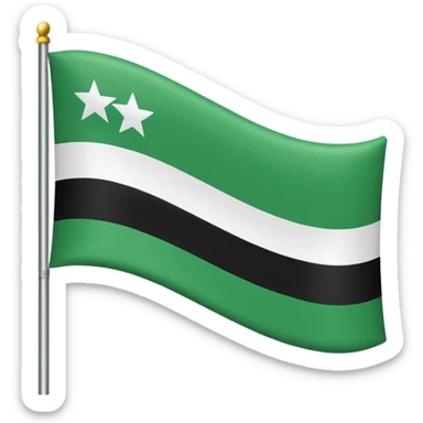 A flag that is made of three horizontal bars. The top bar is black, the middle bar is green, and the bottom bar is white. There is black text that reads “ЦГР” sticker
