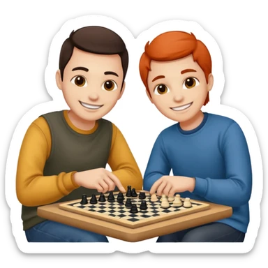 Two friends playing checkers  sticker