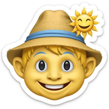 Troll emoji wearing a hat in the sun sticker