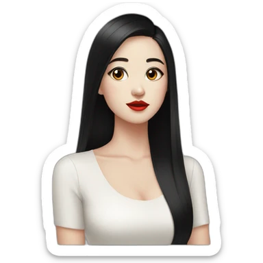Beautiful young woman,Black hair,long hair,White skin,oval face,big eyes,Blackeyes,Redlips,Chinese sticker