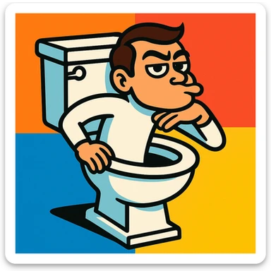 Skibidi Toilet character doing the Mewing pose, humorous, cartoon style sticker